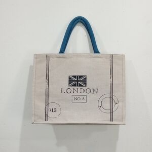 London No. 8 Beige Jute Tote Shopping Bag, NWOT